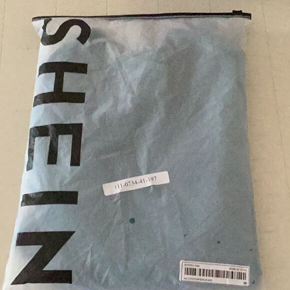 SHEIN NEW RUFFLE TRIM TUNIC DRESS CADET BLUE SIZE 6 MEDIUM - Picture 8 of 8